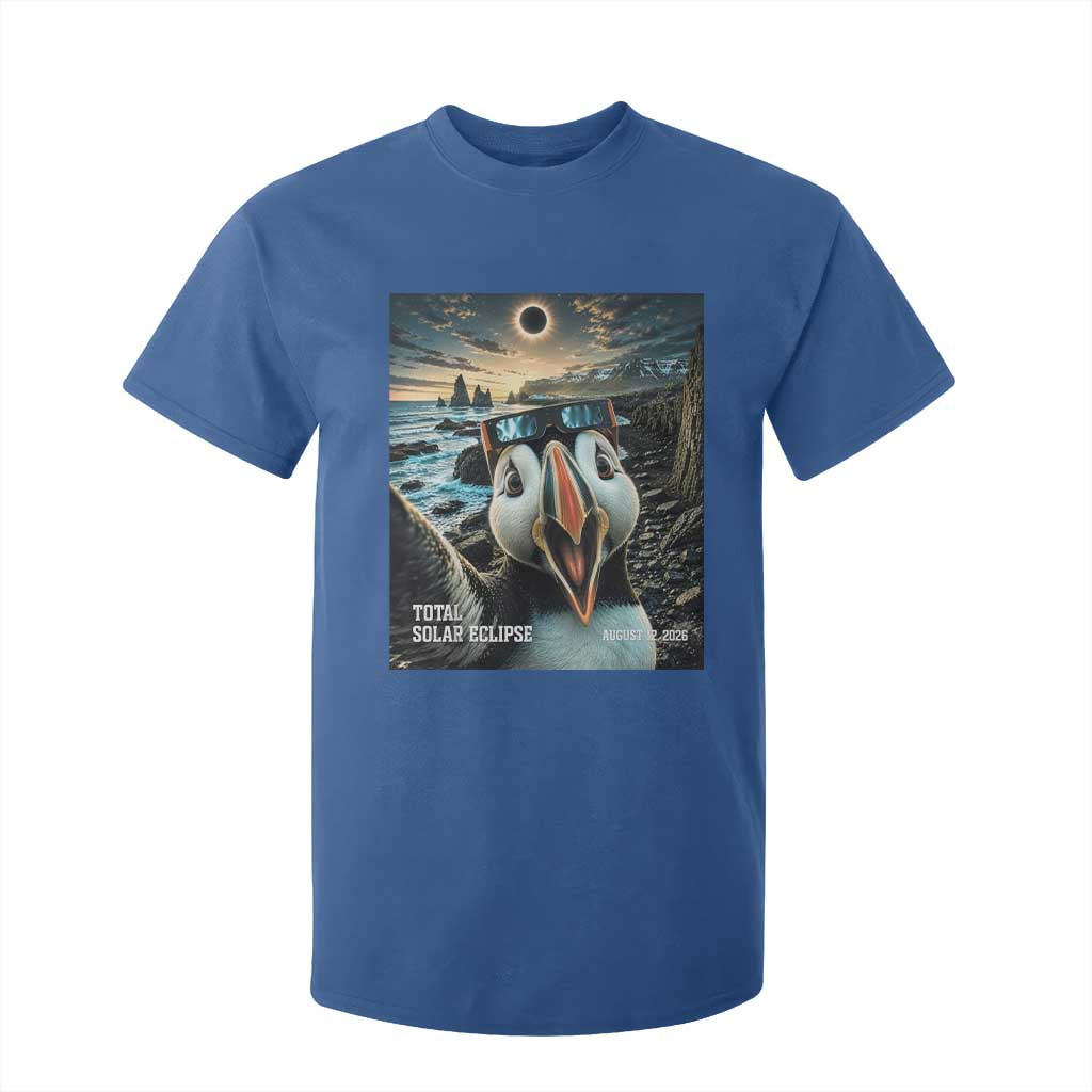 Puffin Selfie August 12 2026 Total Solar Eclipse T Shirt For Kid Funny Totality Photographic Astronomy Souvenir TS02 Royal Blue Print Your Wear