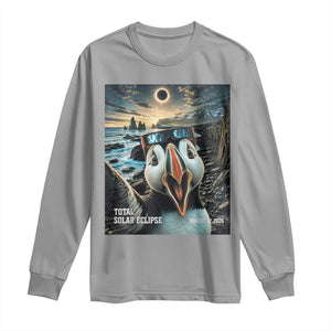 Puffin Selfie August 12 2026 Total Solar Eclipse Long Sleeve Shirt Funny Totality Photographic Astronomy Souvenir TS02 Sport Gray Print Your Wear