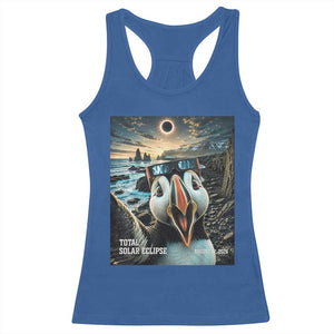Puffin Selfie August 12 2026 Total Solar Eclipse Racerback Tank Top Funny Totality Photographic Astronomy Souvenir TS02 Royal Blue Print Your Wear