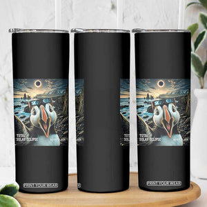 Puffin Selfie August 12 2026 Total Solar Eclipse Skinny Tumbler Funny Totality Photographic Astronomy Souvenir TS02 Print Your Wear