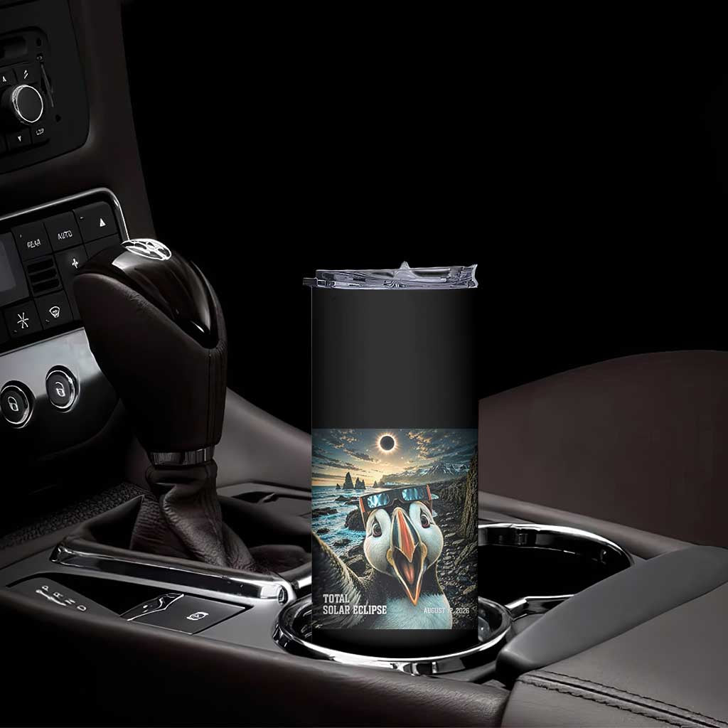Puffin Selfie August 12 2026 Total Solar Eclipse Skinny Tumbler Funny Totality Photographic Astronomy Souvenir TS02 Print Your Wear