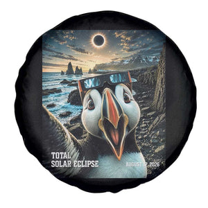Puffin Selfie August 12 2026 Total Solar Eclipse Spare Tire Cover Funny Totality Photographic Astronomy Souvenir TS02 Print Your Wear