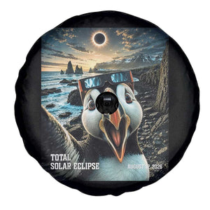Puffin Selfie August 12 2026 Total Solar Eclipse Spare Tire Cover Funny Totality Photographic Astronomy Souvenir TS02 Print Your Wear