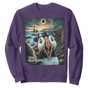 Puffin Selfie August 12 2026 Total Solar Eclipse Sweatshirt Funny Totality Photographic Astronomy Souvenir TS02 Purple Print Your Wear