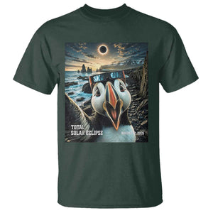 Puffin Selfie August 12 2026 Total Solar Eclipse T Shirt Funny Totality Photographic Astronomy Souvenir TS02 Dark Forest Green Print Your Wear