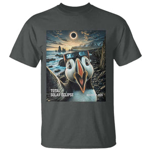 Puffin Selfie August 12 2026 Total Solar Eclipse T Shirt Funny Totality Photographic Astronomy Souvenir TS02 Dark Heather Print Your Wear