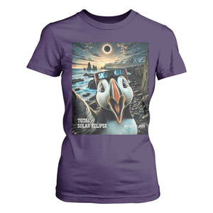 Puffin Selfie August 12 2026 Total Solar Eclipse T Shirt For Women Funny Totality Photographic Astronomy Souvenir TS02 Purple Print Your Wear