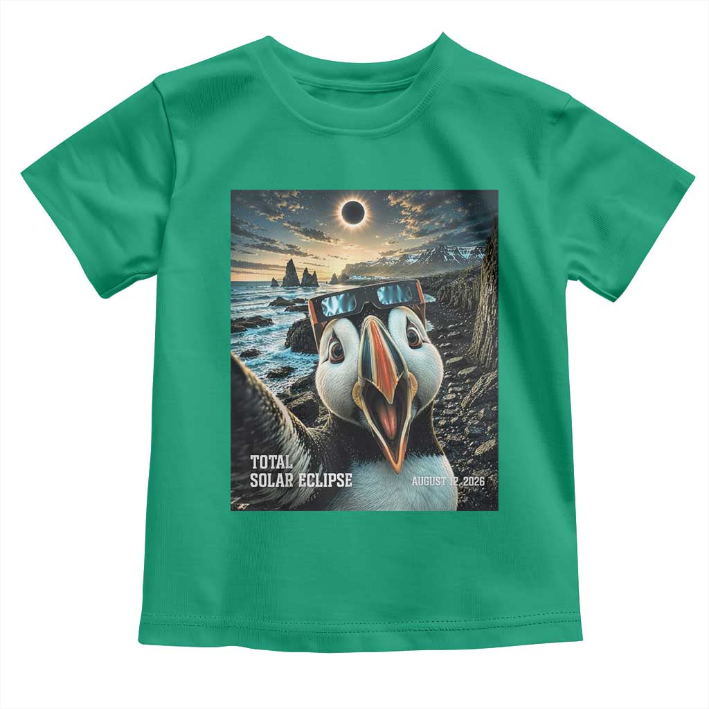 Puffin Selfie August 12 2026 Total Solar Eclipse Toddler T Shirt Funny Totality Photographic Astronomy Souvenir TS02 Irish Green Print Your Wear