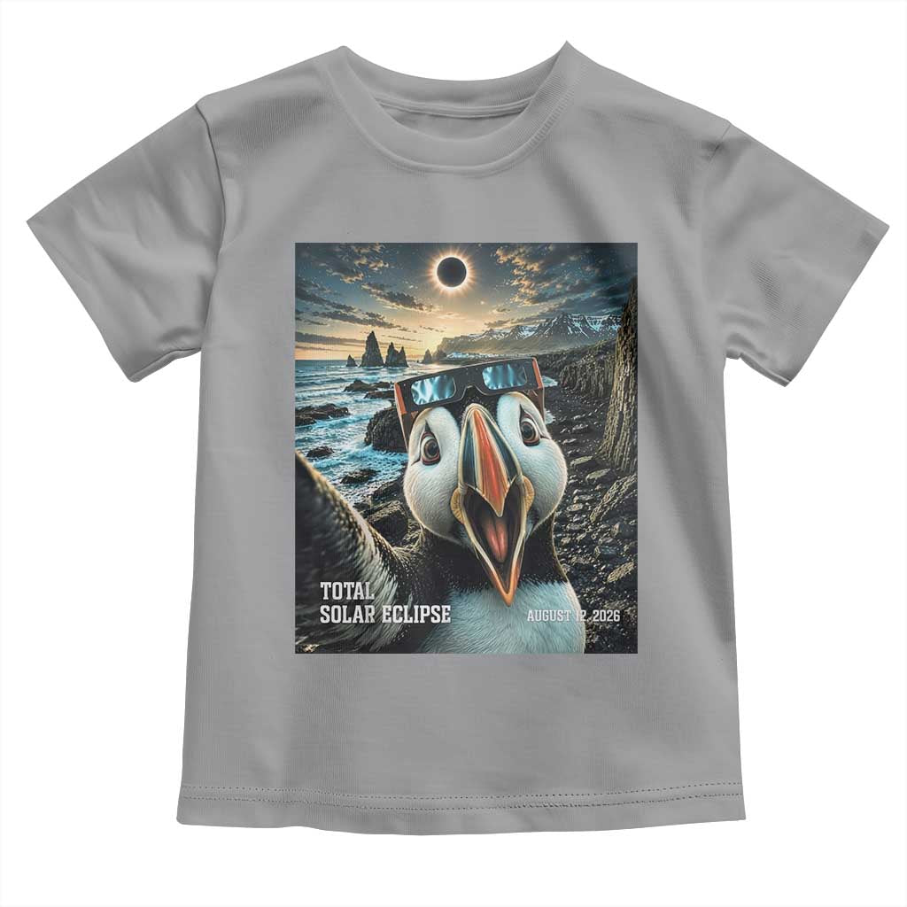 Puffin Selfie August 12 2026 Total Solar Eclipse Toddler T Shirt Funny Totality Photographic Astronomy Souvenir TS02 Sport Gray Print Your Wear