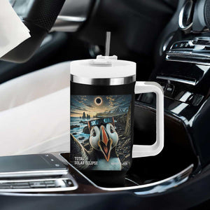Puffin Selfie August 12 2026 Total Solar Eclipse Tumbler With Handle Funny Totality Photographic Astronomy Souvenir TS02 Print Your Wear