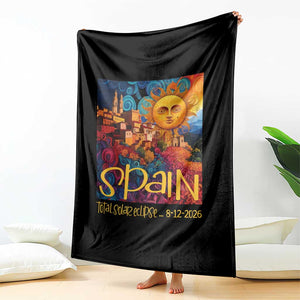 Spain 2026 Total Solar Eclipse Sun Face Graphic Throw Blanket Espana Totality Travel Memorabilia Astronomy Geek Gift TS02 Print Your Wear
