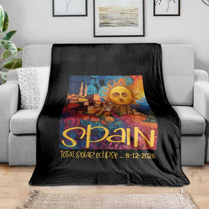 Spain 2026 Total Solar Eclipse Sun Face Graphic Throw Blanket Espana Totality Travel Memorabilia Astronomy Geek Gift TS02 Print Your Wear