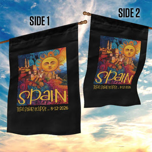 Spain 2026 Total Solar Eclipse Sun Face Graphic Garden Flag Espana Totality Travel Memorabilia Astronomy Geek Gift TS02 Print Your Wear