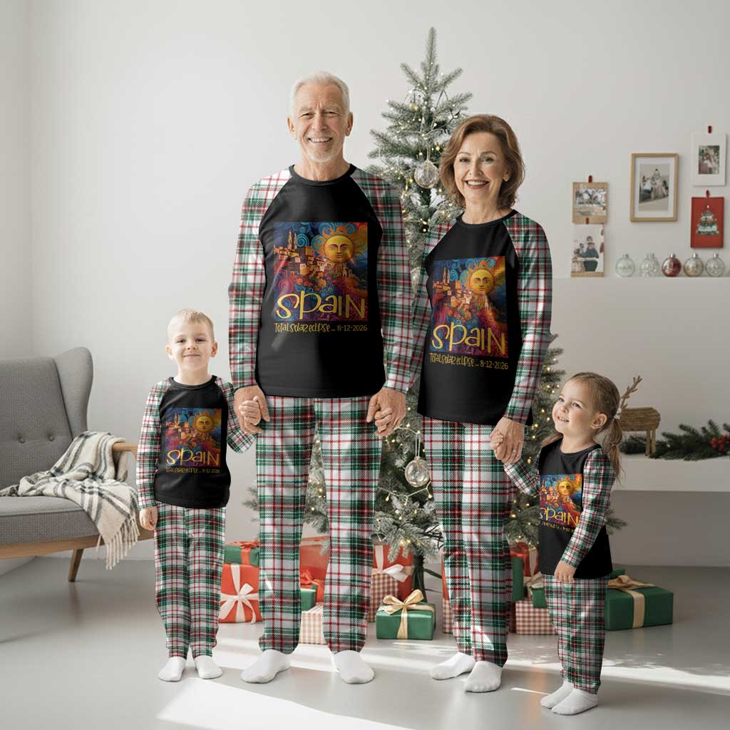 Spain 2026 Total Solar Eclipse Sun Face Graphic Plaid Pajama Set Espana Totality Travel Memorabilia Astronomy Geek Gift TS02 Christmas Plaid Print Your Wear