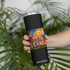 Spain 2026 Total Solar Eclipse Sun Face Graphic Skinny Tumbler Espana Totality Travel Memorabilia Astronomy Geek Gift TS02 Print Your Wear