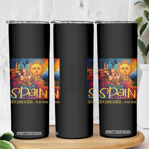 Spain 2026 Total Solar Eclipse Sun Face Graphic Skinny Tumbler Espana Totality Travel Memorabilia Astronomy Geek Gift TS02 Print Your Wear