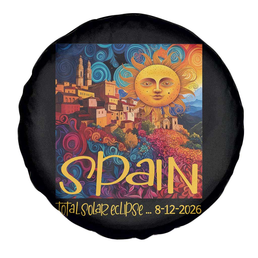 Spain 2026 Total Solar Eclipse Sun Face Graphic Spare Tire Cover Espana Totality Travel Memorabilia Astronomy Geek Gift TS02 Print Your Wear