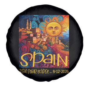 Spain 2026 Total Solar Eclipse Sun Face Graphic Spare Tire Cover Espana Totality Travel Memorabilia Astronomy Geek Gift TS02 Print Your Wear