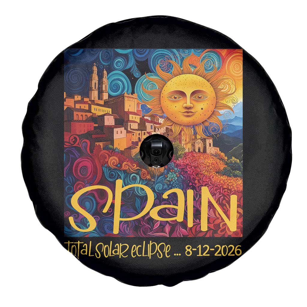 Spain 2026 Total Solar Eclipse Sun Face Graphic Spare Tire Cover Espana Totality Travel Memorabilia Astronomy Geek Gift TS02 Print Your Wear