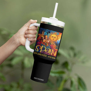 Spain 2026 Total Solar Eclipse Sun Face Graphic Tumbler With Handle Espana Totality Travel Memorabilia Astronomy Geek Gift TS02 Print Your Wear