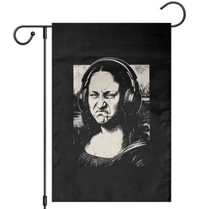 Funny Mona Lisa Wearing Headphones Bass Face Meme Garden Flag Funny Classical Fine Art Parody Music Producer Graphic TS02 Black Print Your Wear