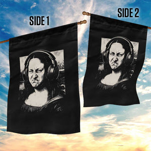 Funny Mona Lisa Wearing Headphones Bass Face Meme Garden Flag Funny Classical Fine Art Parody Music Producer Graphic TS02 Print Your Wear