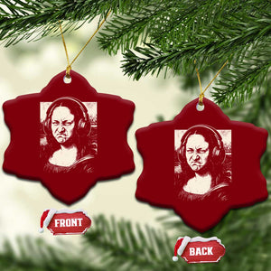 Funny Mona Lisa Wearing Headphones Bass Face Meme Ceramic Ornament Funny Classical Fine Art Parody Music Producer Graphic TS02 Print Your Wear