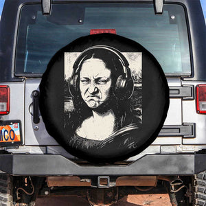 Funny Mona Lisa Wearing Headphones Bass Face Meme Spare Tire Cover Funny Classical Fine Art Parody Music Producer Graphic TS02 No hole Black Print Your Wear