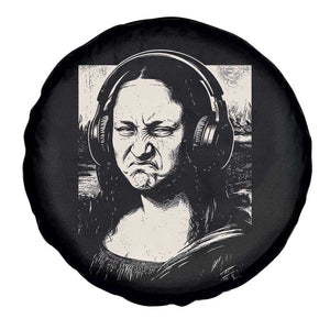 Funny Mona Lisa Wearing Headphones Bass Face Meme Spare Tire Cover Funny Classical Fine Art Parody Music Producer Graphic TS02 Print Your Wear