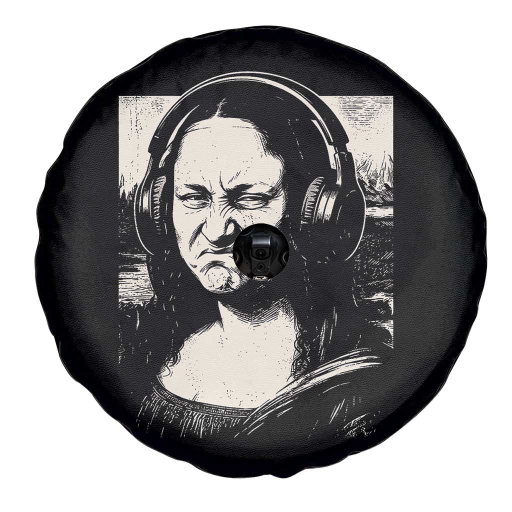 Funny Mona Lisa Wearing Headphones Bass Face Meme Spare Tire Cover Funny Classical Fine Art Parody Music Producer Graphic TS02 Print Your Wear