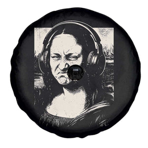 Funny Mona Lisa Wearing Headphones Bass Face Meme Spare Tire Cover Funny Classical Fine Art Parody Music Producer Graphic TS02 Print Your Wear