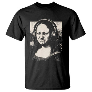 Funny Mona Lisa Wearing Headphones Bass Face Meme T Shirt Funny Classical Fine Art Parody Music Producer Graphic TS02 Black Print Your Wear