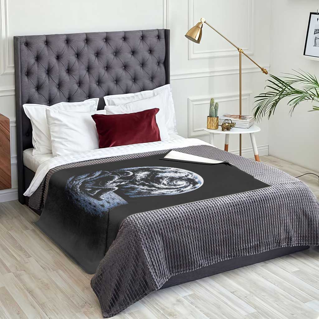 Astronaut Drinking Coffee On The Moon Graphic Throw Blanket Vintage Sci Fi Earth Horizon Space Explorer TS02 Print Your Wear