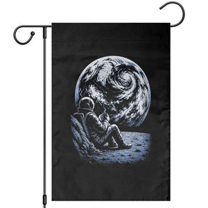 Astronaut Drinking Coffee On The Moon Graphic Garden Flag Vintage Sci Fi Earth Horizon Space Explorer TS02 Black Print Your Wear