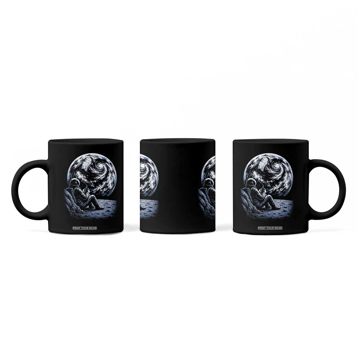 Astronaut Drinking Coffee On The Moon Graphic Coffee Mug Vintage Sci Fi Earth Horizon Space Explorer TS02 Print Your Wear