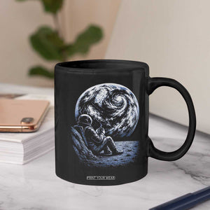 Astronaut Drinking Coffee On The Moon Graphic Coffee Mug Vintage Sci Fi Earth Horizon Space Explorer TS02 Print Your Wear