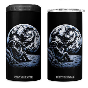 Astronaut Drinking Coffee On The Moon Graphic 4 in 1 Can Cooler Tumbler Vintage Sci Fi Earth Horizon Space Explorer TS02 One Size: 16 oz Black Print Your Wear