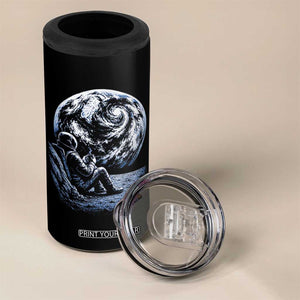 Astronaut Drinking Coffee On The Moon Graphic 4 in 1 Can Cooler Tumbler Vintage Sci Fi Earth Horizon Space Explorer TS02 Print Your Wear