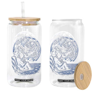 Astronaut Drinking Coffee On The Moon Graphic Glass Can Vintage Sci Fi Earth Horizon Space Explorer TS02 Print Your Wear