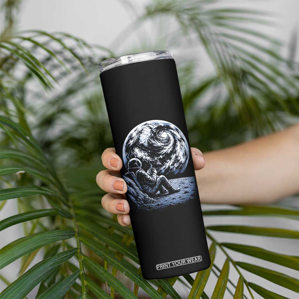 Astronaut Drinking Coffee On The Moon Graphic Skinny Tumbler Vintage Sci Fi Earth Horizon Space Explorer TS02 Print Your Wear