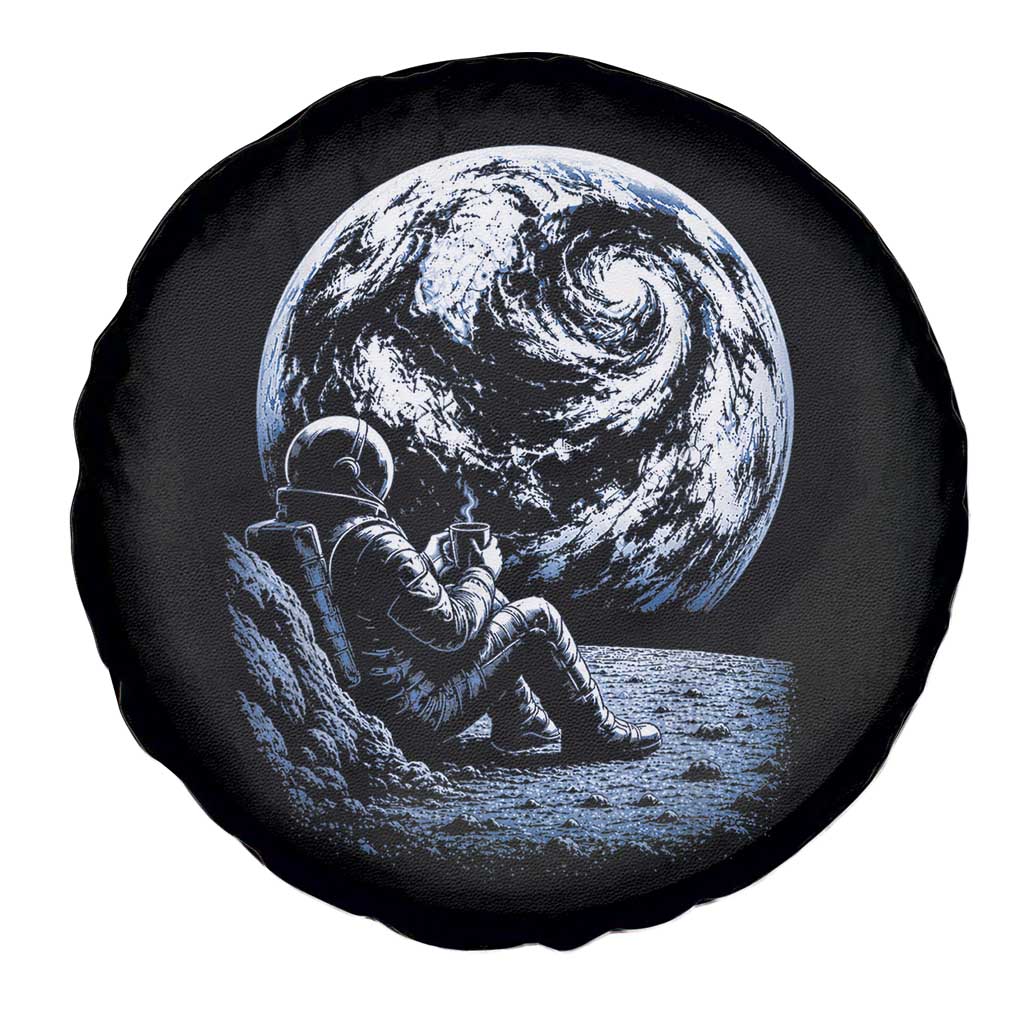 Astronaut Drinking Coffee On The Moon Graphic Spare Tire Cover Vintage Sci Fi Earth Horizon Space Explorer TS02 Print Your Wear