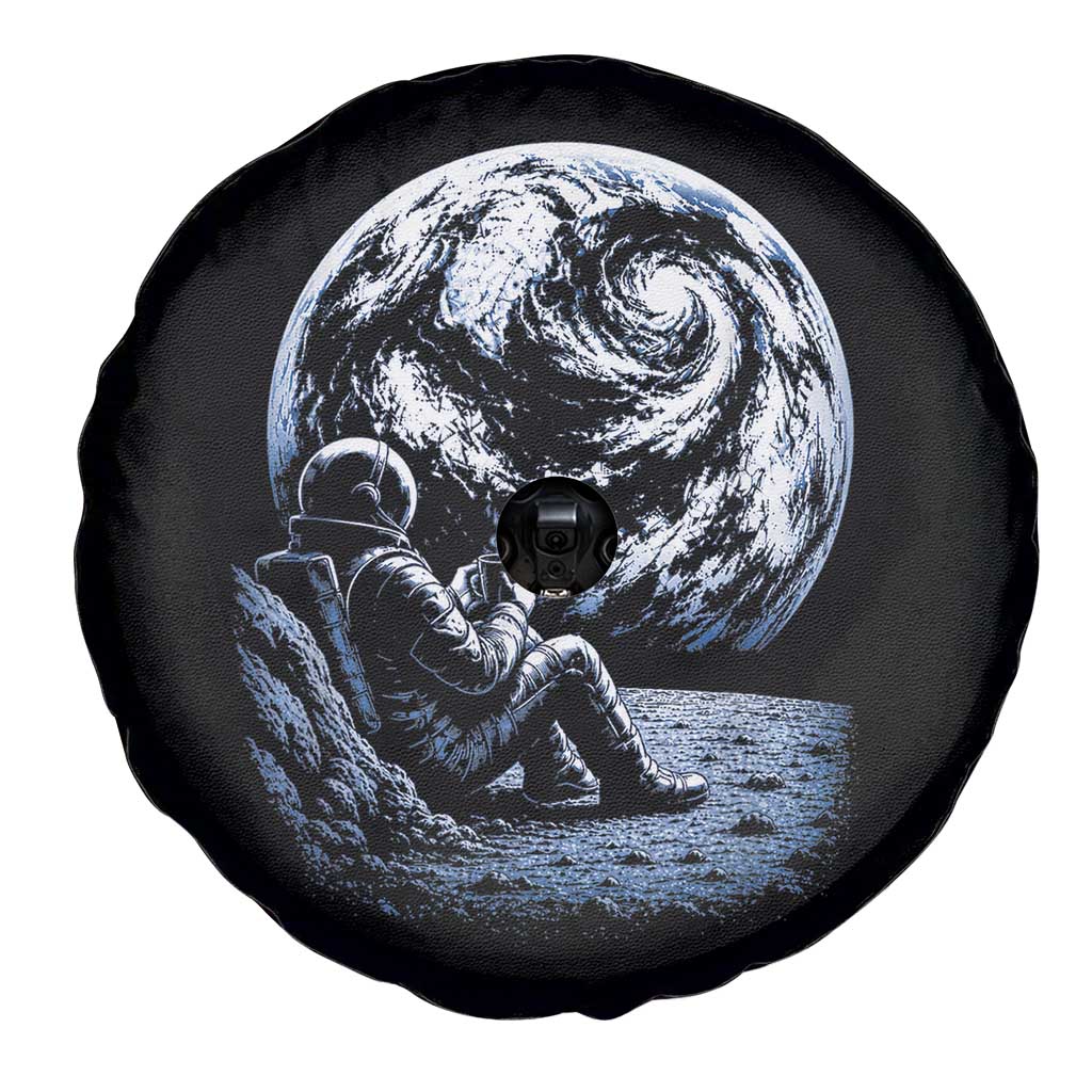 Astronaut Drinking Coffee On The Moon Graphic Spare Tire Cover Vintage Sci Fi Earth Horizon Space Explorer TS02 Print Your Wear