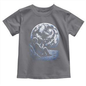 Astronaut Drinking Coffee On The Moon Graphic Toddler T Shirt Vintage Sci Fi Earth Horizon Space Explorer TS02 Charcoal Print Your Wear