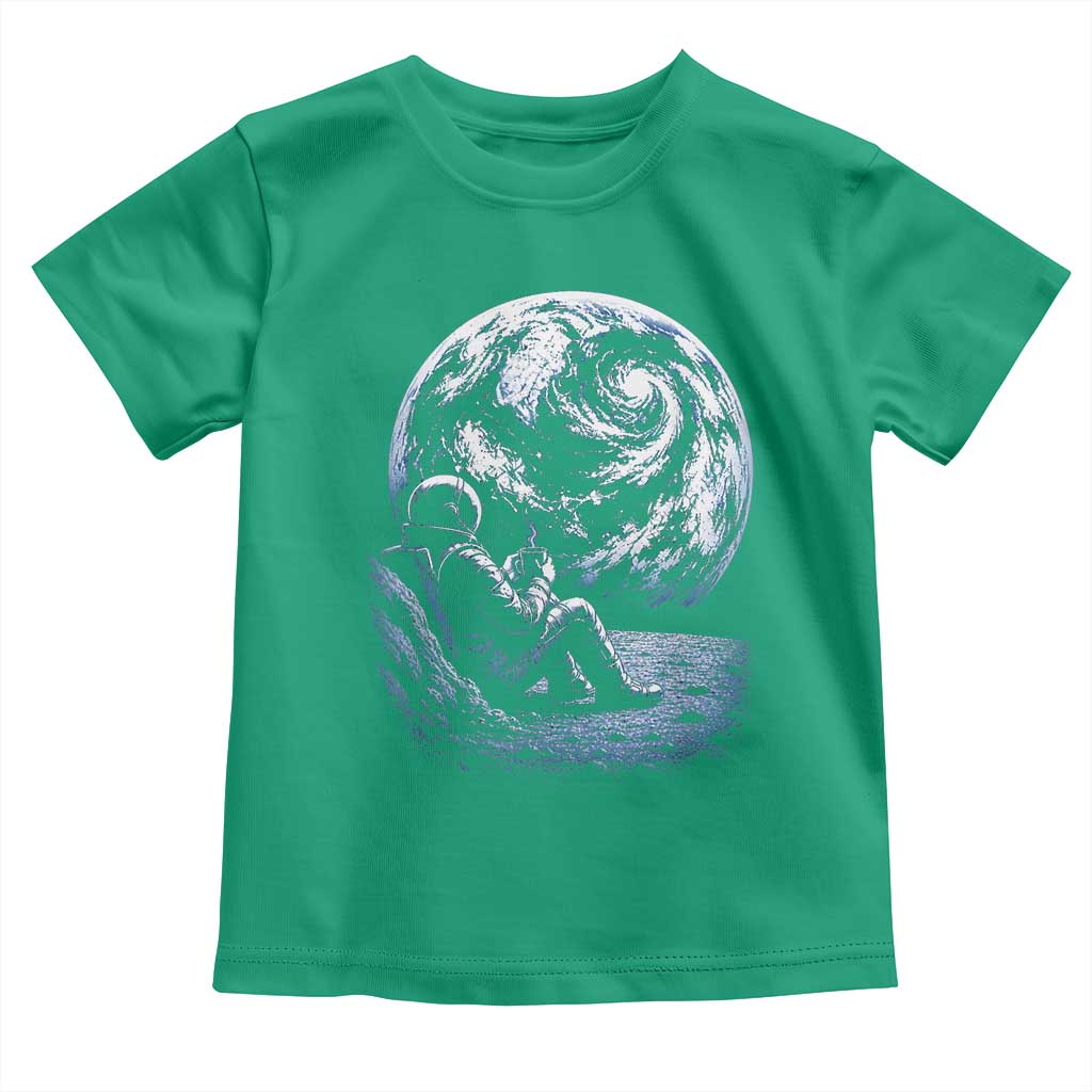 Astronaut Drinking Coffee On The Moon Graphic Toddler T Shirt Vintage Sci Fi Earth Horizon Space Explorer TS02 Irish Green Print Your Wear