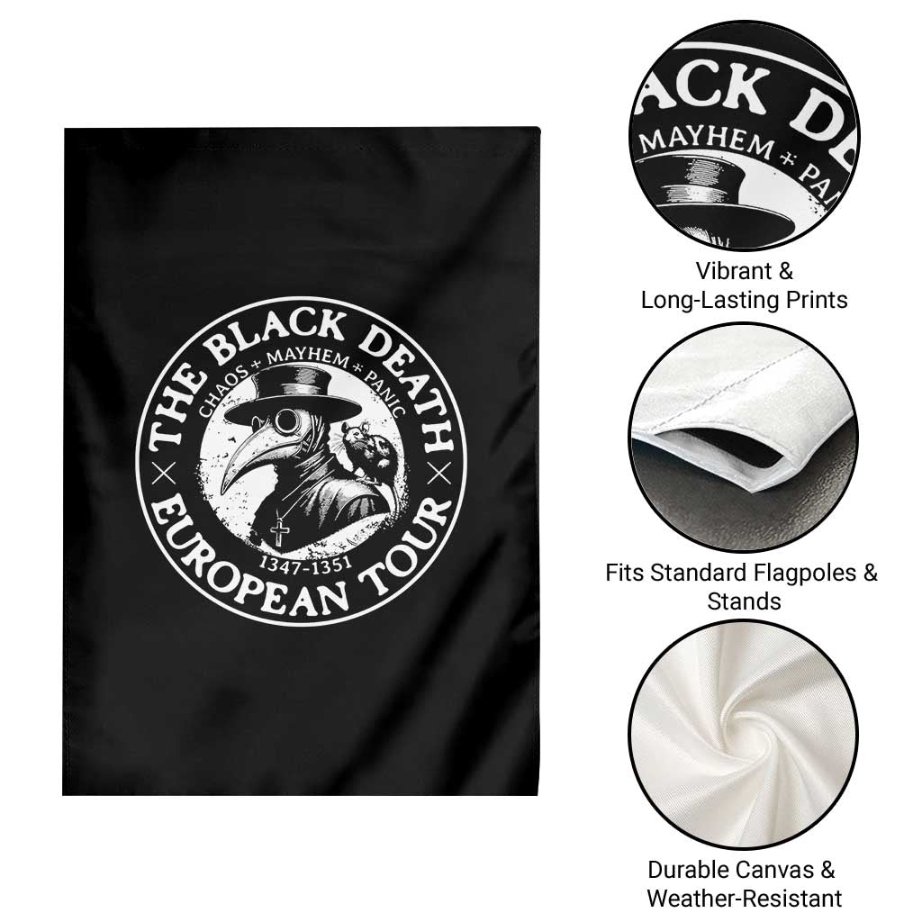 The Black Death European Tour 1347 Garden Flag Funny Plague Doctor History Humor
