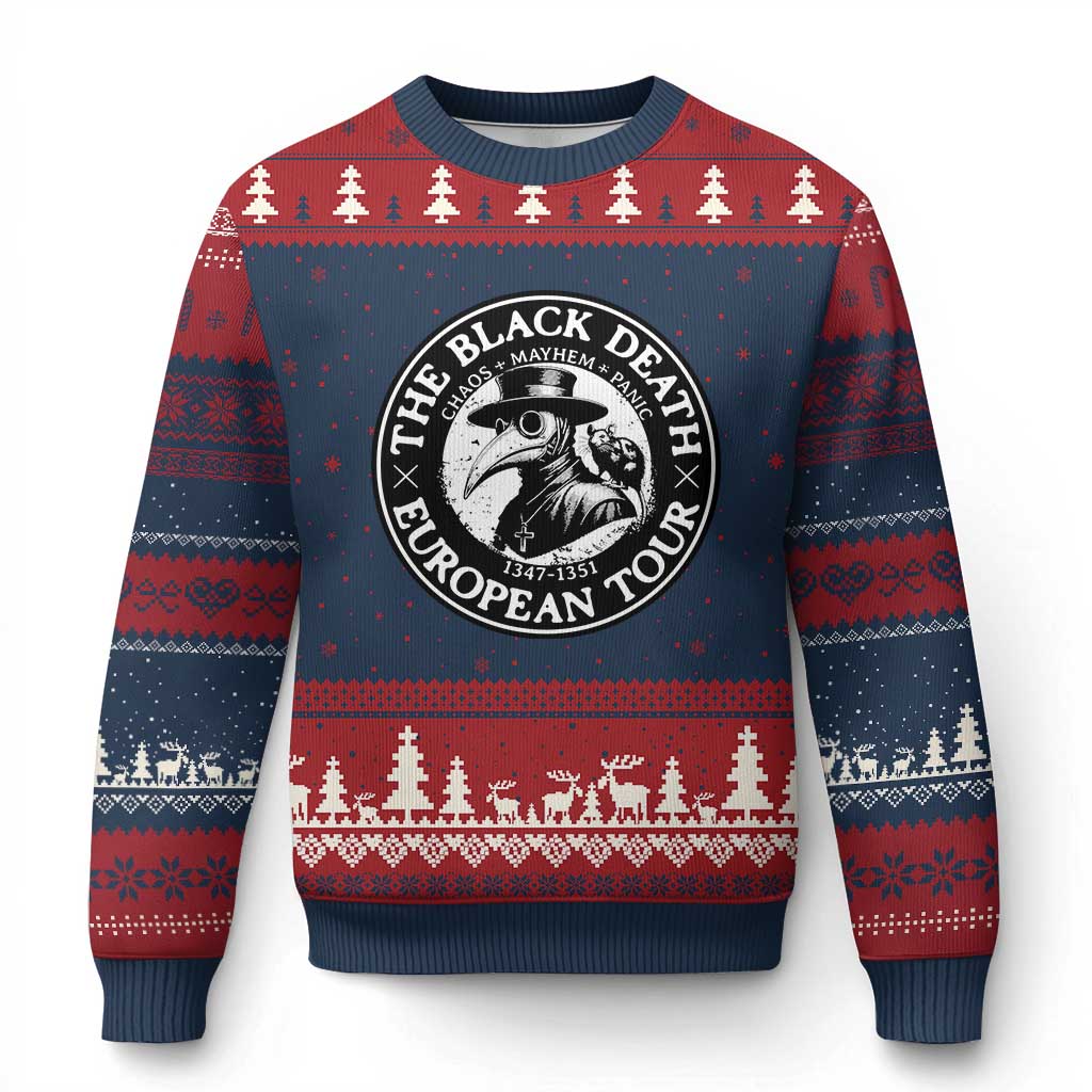 The Black Death European Tour 1347 Ugly Christmas Sweater Funny Plague Doctor History Humor