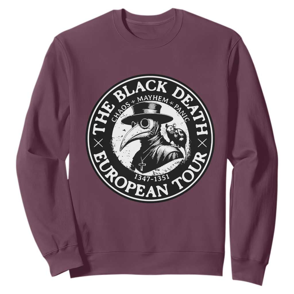 The Black Death European Tour 1347 Sweatshirt Funny Plague Doctor History Humor