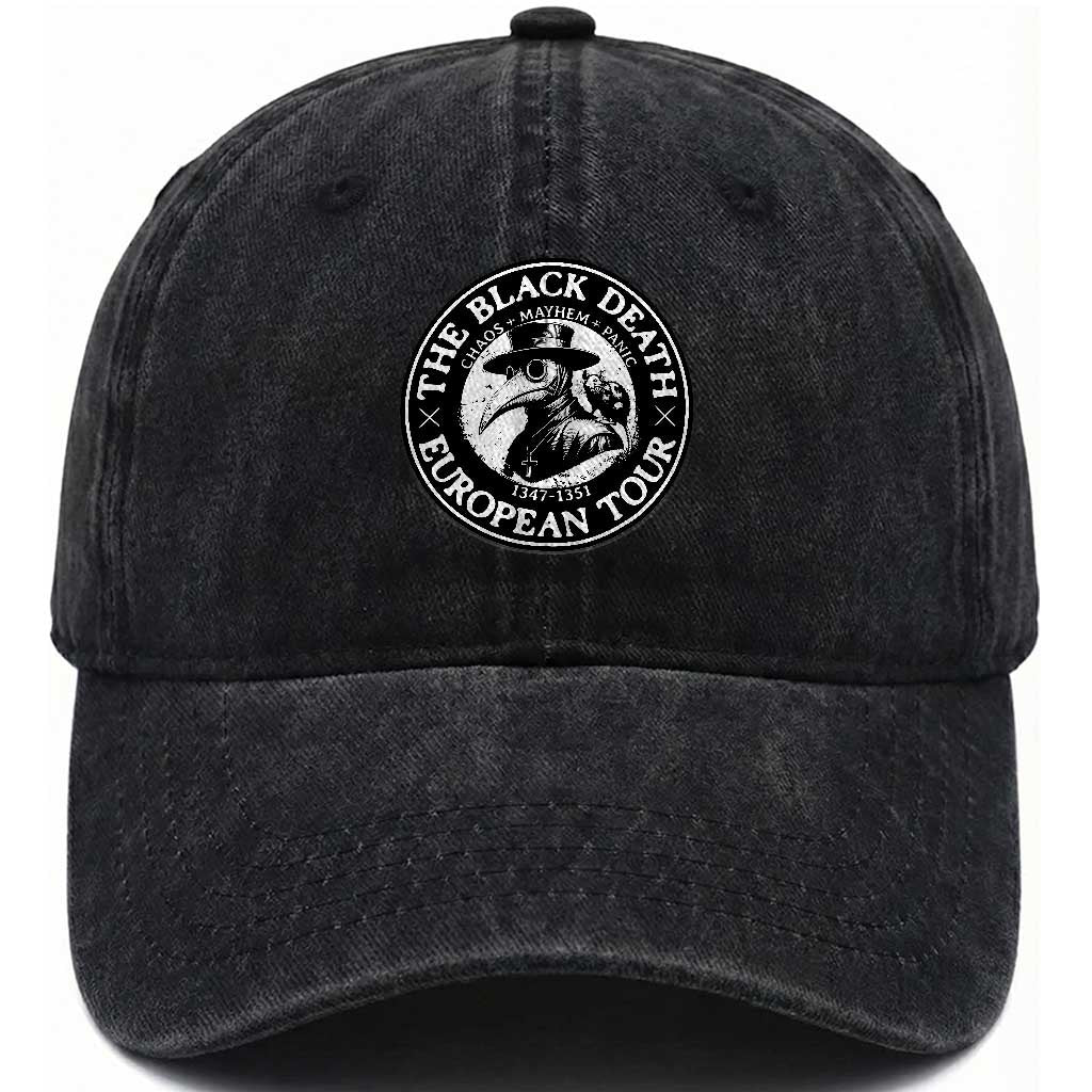 The Black Death European Tour 1347 Washed Cotton Baseball Cap Funny Plague Doctor History Humor TS02 Print Your Wear