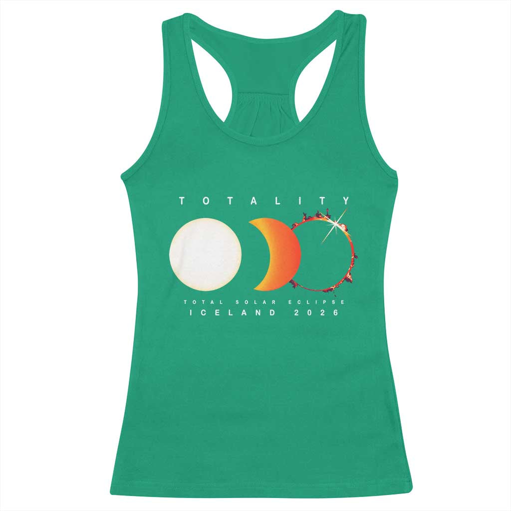 Iceland Total Solar Eclipse 2026 Totality Racerback Tank Top Travel Souvenir Astronomy Geek Gift TS02 Irish Green Print Your Wear