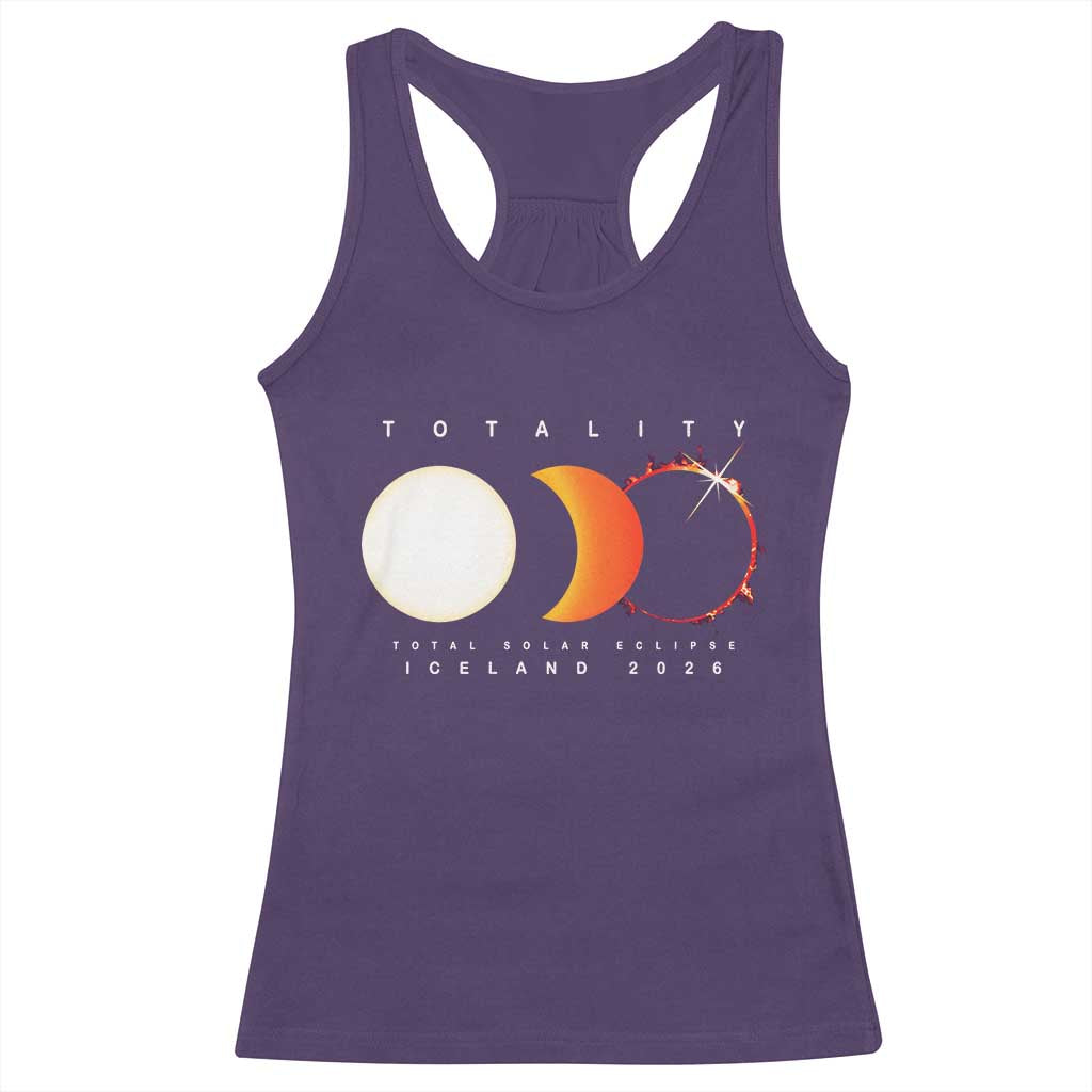 Iceland Total Solar Eclipse 2026 Totality Racerback Tank Top Travel Souvenir Astronomy Geek Gift TS02 Purple Print Your Wear